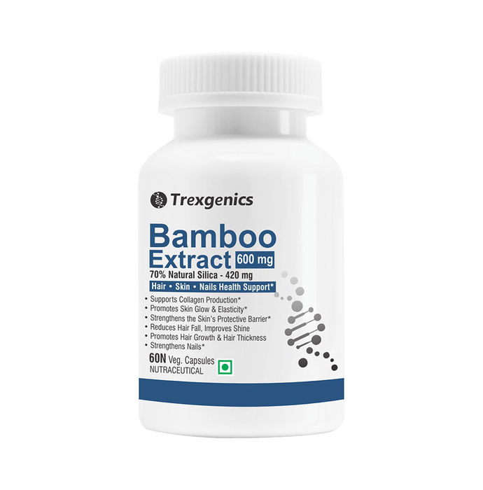 Trexgenics Bamboo Extract 70% Natural Silica 600mg Veg Capsule