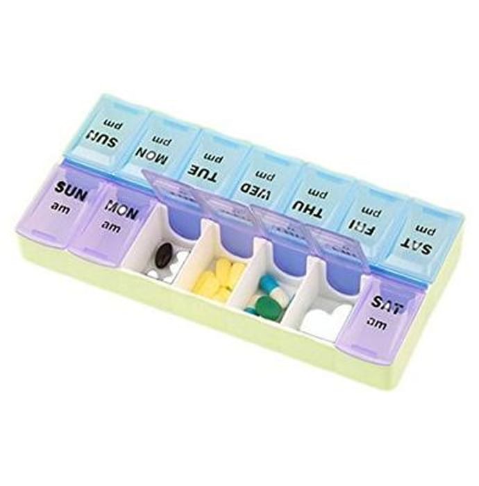 Krivish Premium Quality 14 Compartment Pill Reminder Multicolor AM-PM