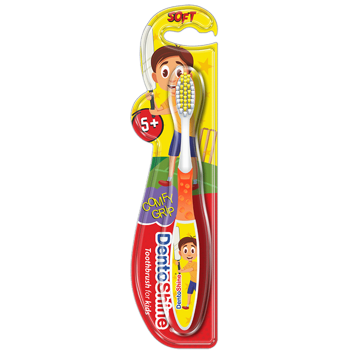 DentoShine Comfy Grip Toothbrush for Kids Orange Age 5+