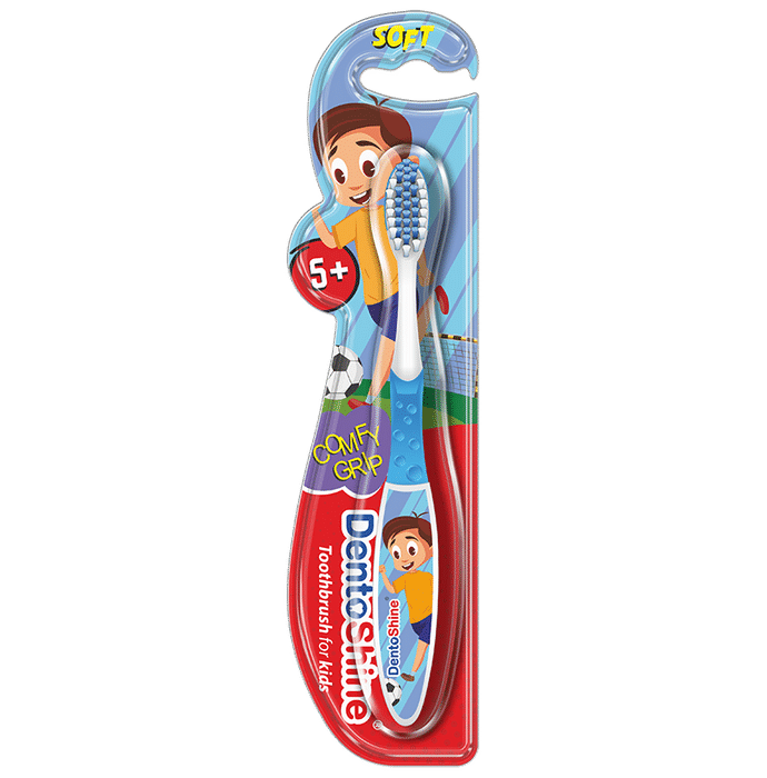 DentoShine Comfy Grip Toothbrush for Kids Blue Age 5+