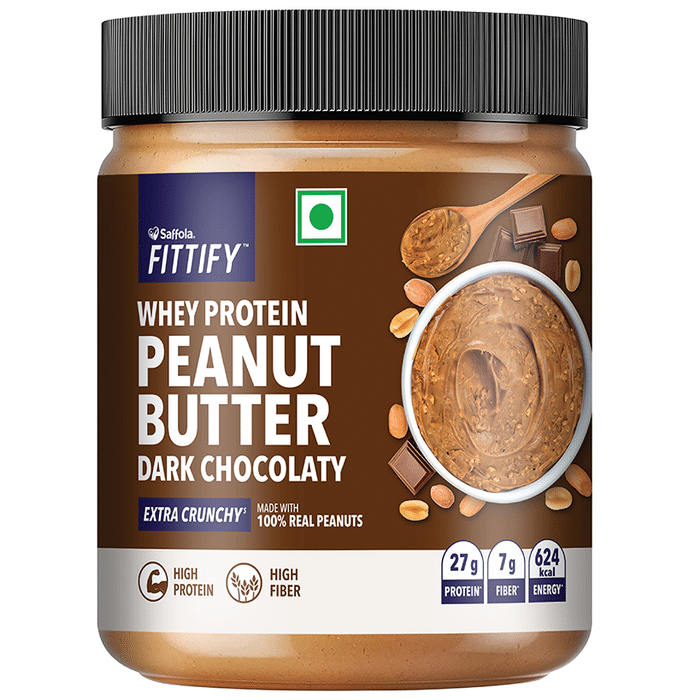 Saffola Fittify Whey Protein Peanut Butter Dark Chocolaty Extra Crunchy