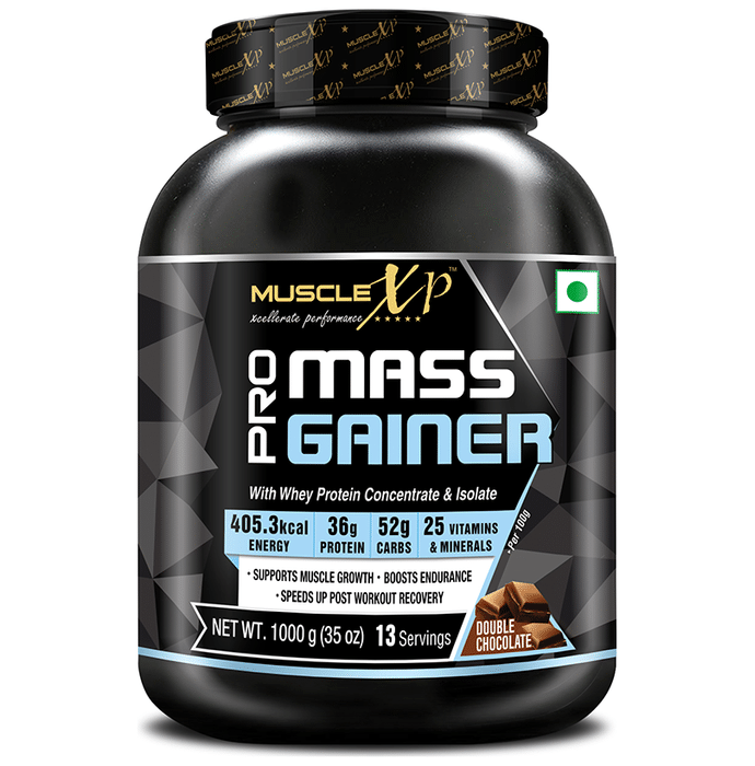 MuscleXP Pro Mass Gainer with Whey Protein Concentrate & Isolate Double Chocolate