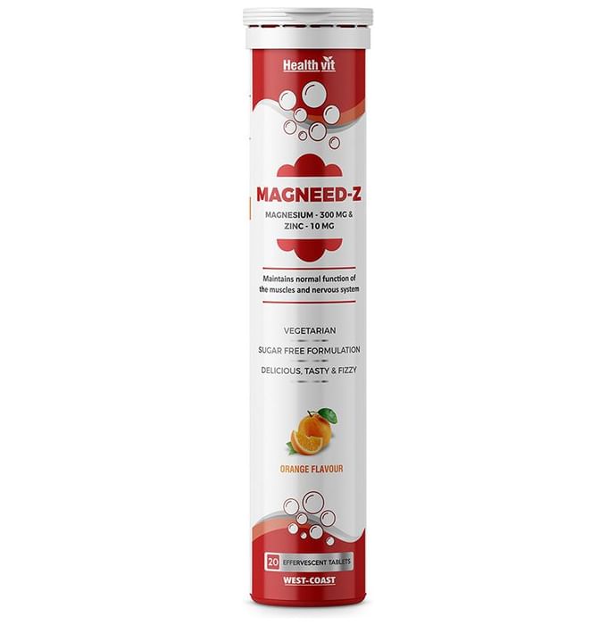 HealthVit Magneed-Z Magnesium & Zinc Sugar Free Orange Effervescent Tablet