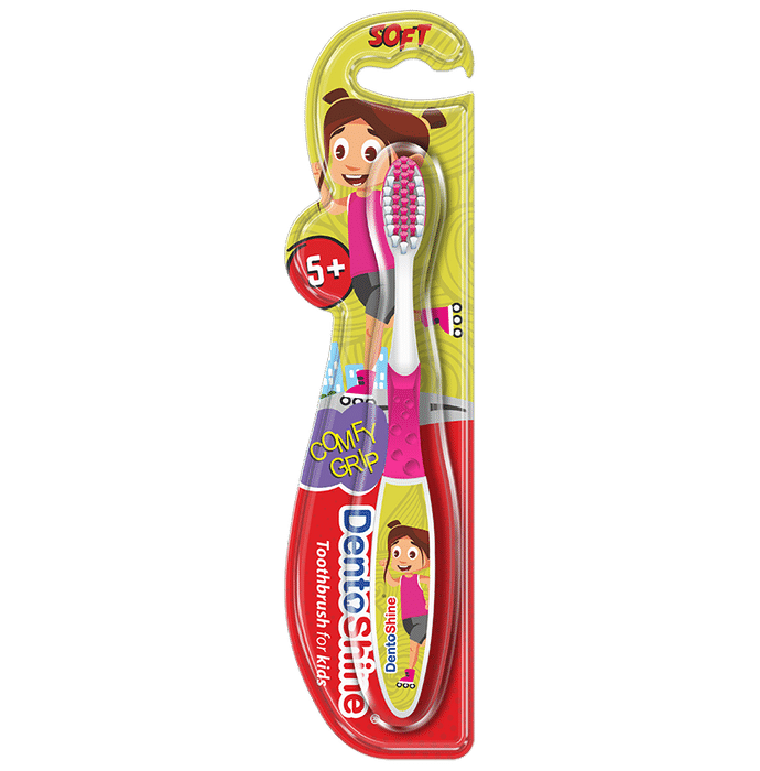 DentoShine Comfy Grip Toothbrush for Kids Pink Age 5+