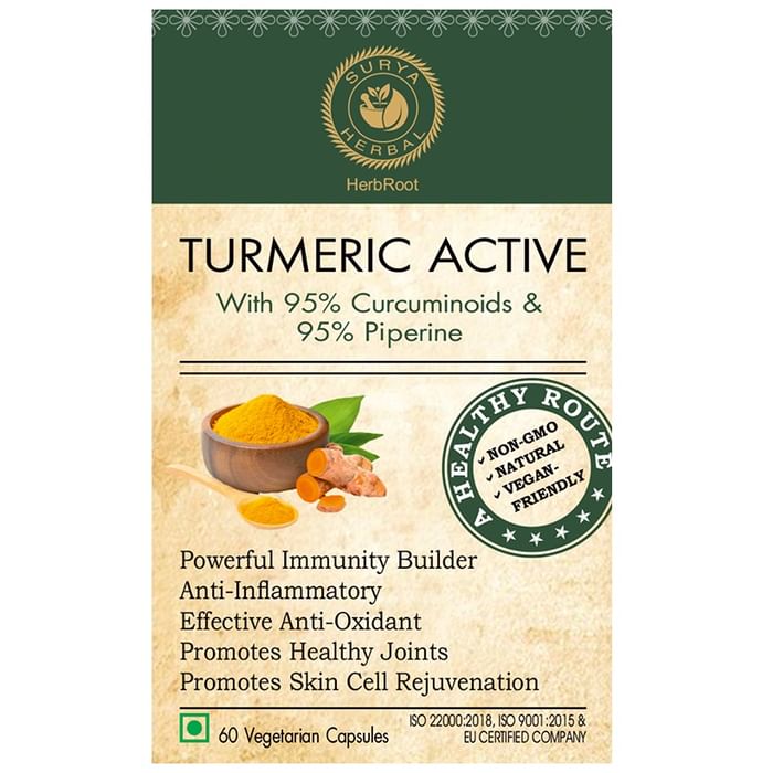 Surya Herbal Turmeric Active with 95% Curcuminoids & 95% Piperine Vegetarian Capsule