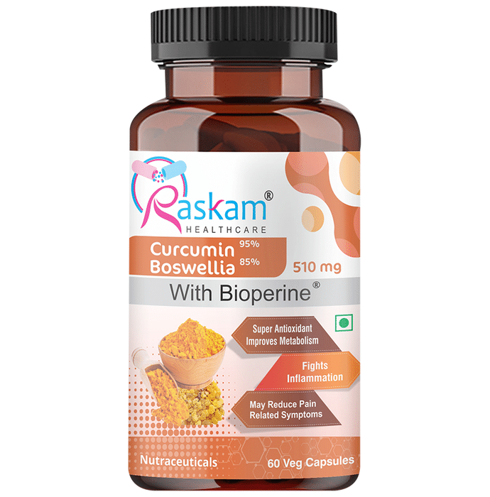 Raskam Healthcare Curcumin Boswellia 510mg Veg Capsule