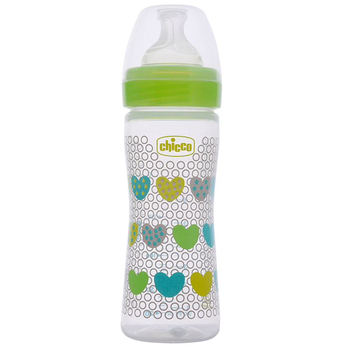 Chicco Wellbeing Medium Flow Feeding Bottle Green