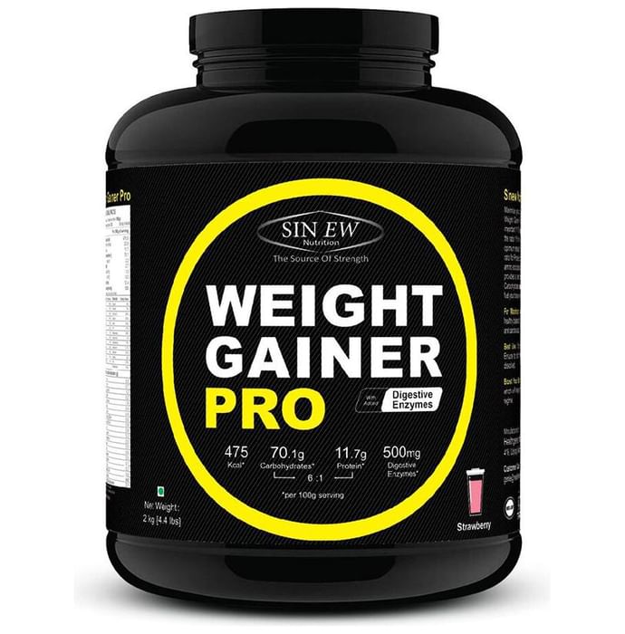 Sinew Nutrition Weight Gainer Pro with Digestive Enzymes Strawberry