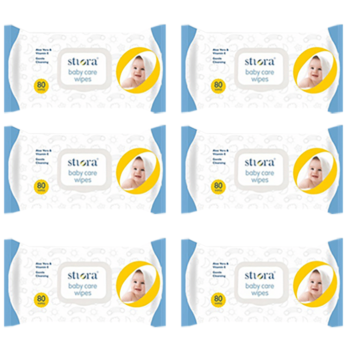 Stiora Baby Care Wipes with Aloevera and Vitamin E (80 Each)