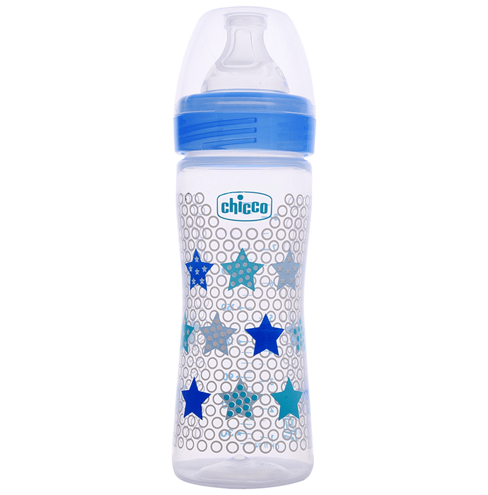 Chicco Wellbeing Medium Flow Feeding Bottle Blue