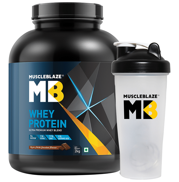 MuscleBlaze MB Whey Protein Powder Rich Milk Chocolate with Shaker Free