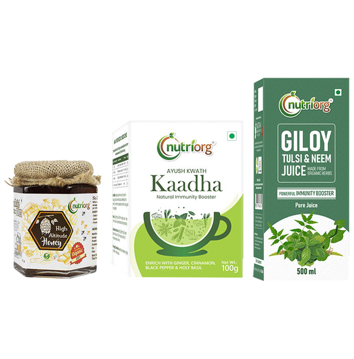 Nutriorg Combopack of High Altitude Honey 250gm , Ayush Kwath Kaadha 150gm & Giloy Tulsi Neem Juice 500ml