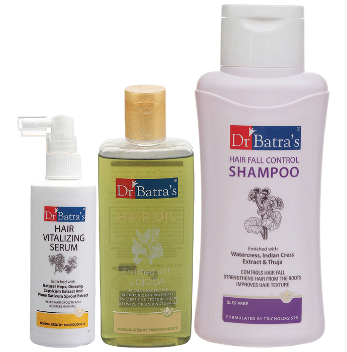 Dr Batra's Combo Pack of Hair Vitalizing Serum 125ml, Hair Oil 200ml and Hair Fall Control Shampoo 500ml