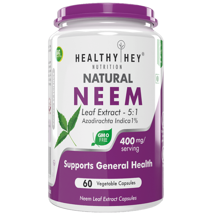 HealthyHey Nutrition Natural Neem Leaf Extract 400mg Vegetable Capsule