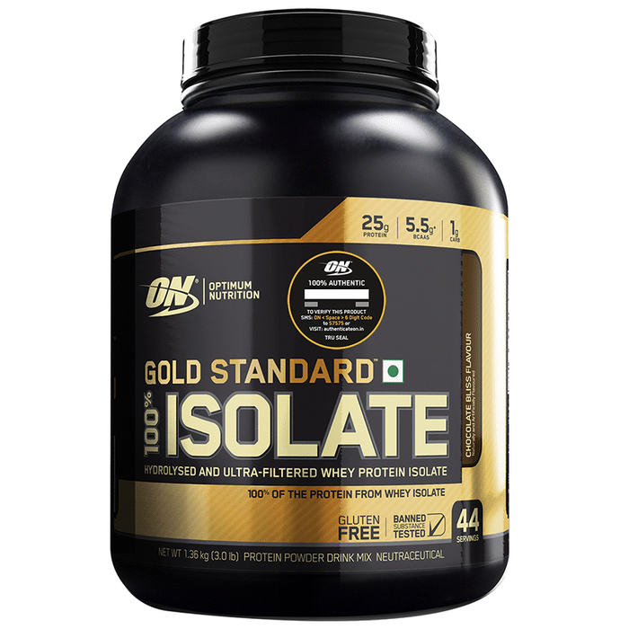 Optimum Nutrition (ON) Gold Standard 100% Isolate Hydrolysed and Ultra-Filtered Whey Protein Powder Chocolate Bliss