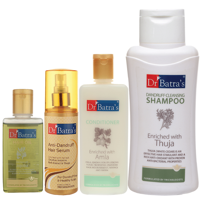 Dr Batra's Combo Pack of Anti-Dandruff Hair Serum 125ml, Conditioner 200ml, Hair Oil 100ml and Dandruff Cleansing Shampoo 500ml