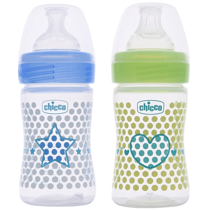 Chicco Bipack WellBeing Feeding Bottle Blue and Green