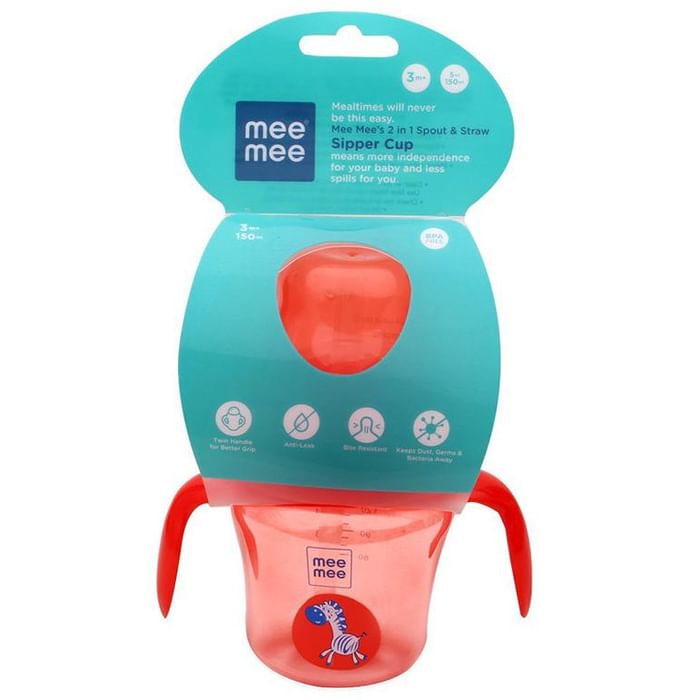 Mee Mee 2 in 1 Spout and Straw Sipper Cup Red