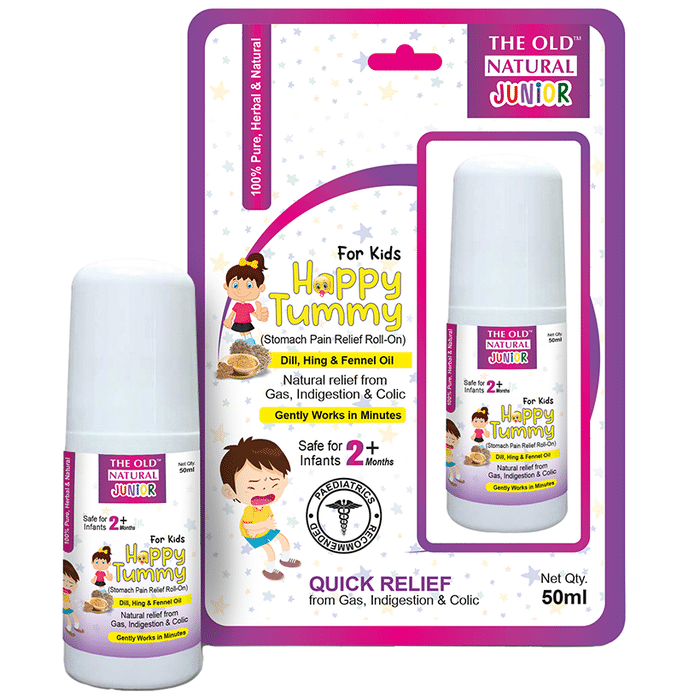 The Old Natural Junior for Kids Happy Tummy Stomach Pain Relief Roll-On Oil
