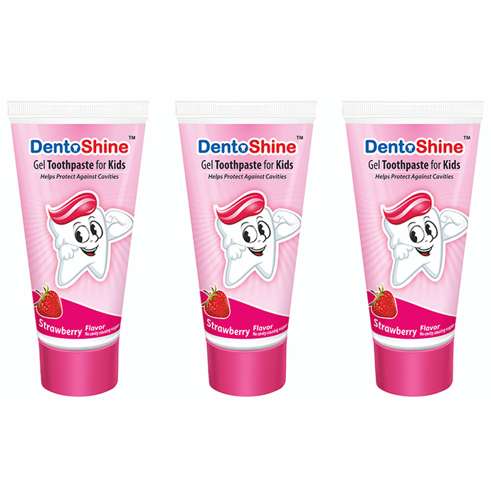 DentoShine Gel Toothpaste for Kids (80gm Each) Strawberry