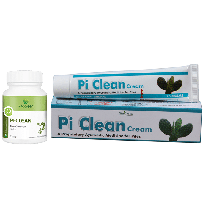 Vitagreen Combo Pack of Pi-Clean 500mg 30 Capsule & Pi Clean Cream 25gm