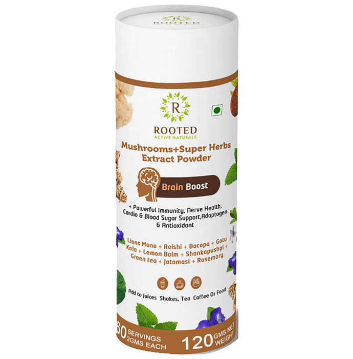 Rooted Active Naturals Brain Boost Mushroom+Super Herbs Extract Powder