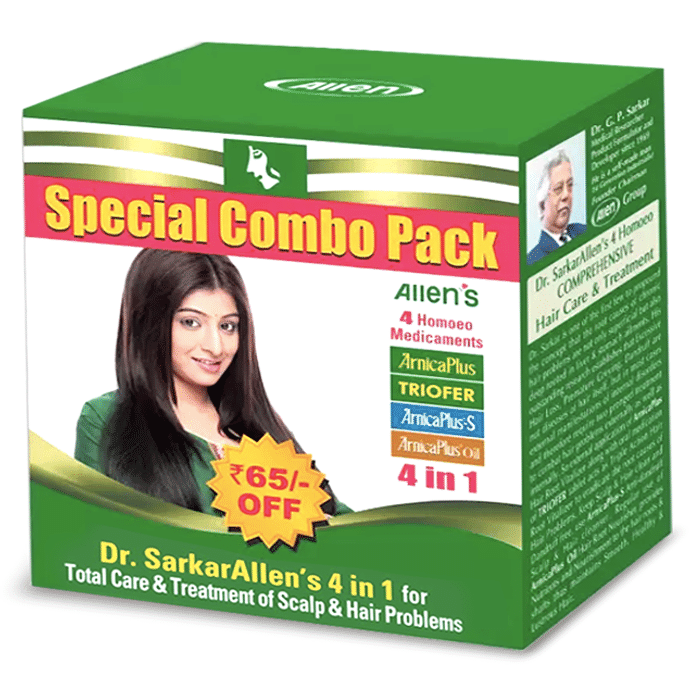Allen's ArnicaPlus Hair Treatment Combo 4 in 1 (Vitalizer+Triofer+Shampoo+Hair Oil)