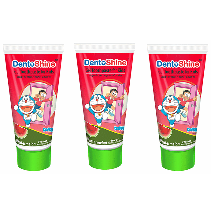 DentoShine Gel Toothpaste for Kids (80gm Each) Watermelon Doraemon