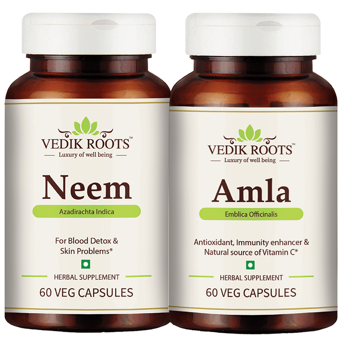 Vedikroots Combo Pack of Neem & Amla Veg Capsule (60 Each)