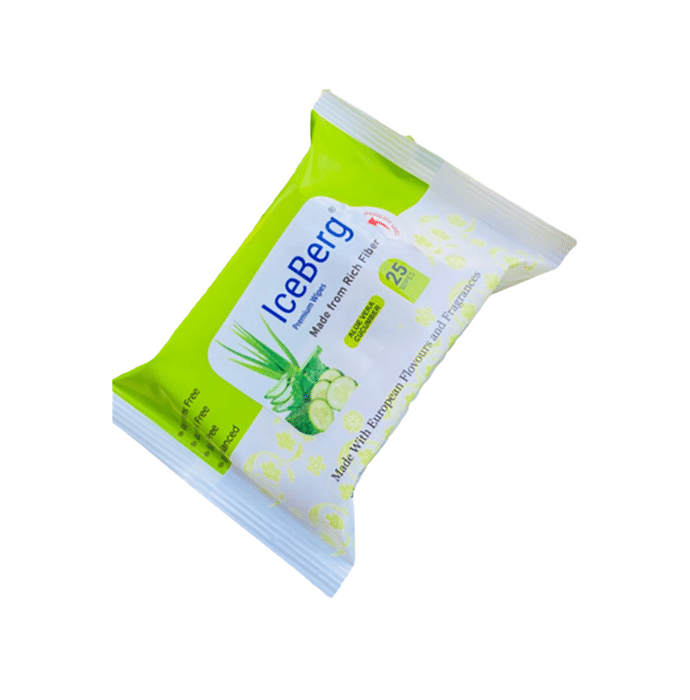 Ice Berg Premium Wipes (25 Each) Aloevera Cucumber