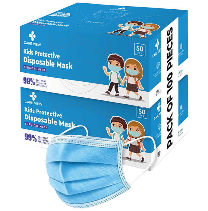 Care View Kids 4 Ply Protective Disposable Surgical Face Mask Blue