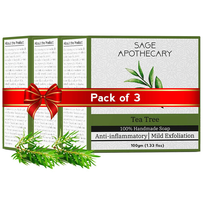 Sage Apothecary Combo Pack of 100% Hand Made Soap (100gm Each) Tea Tree