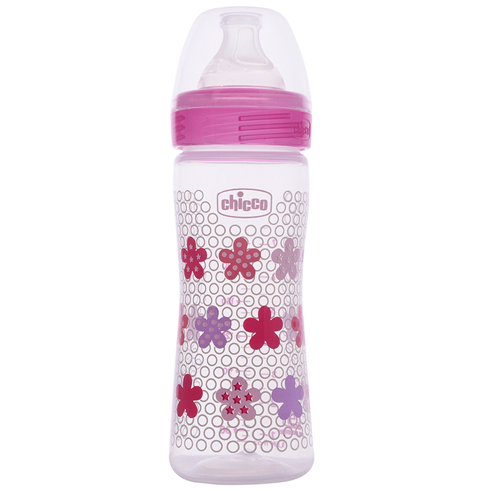 Chicco Wellbeing Medium Flow Feeding Bottle Pink