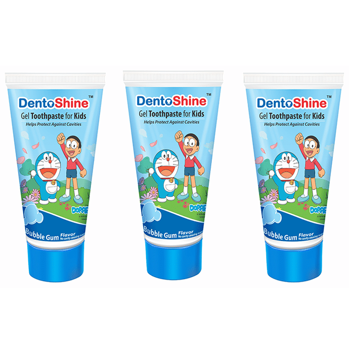 DentoShine Gel Toothpaste for Kids (80gm Each) Bubblegum Doraemon