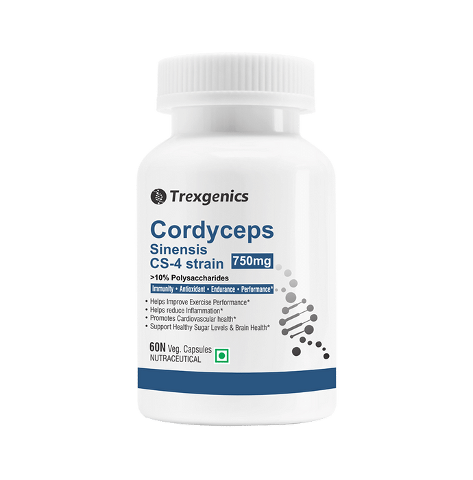 Trexgenics Cordyceps Sinensis CS-4 Strain 10% Polysaccharides 750mg Veg Capsule