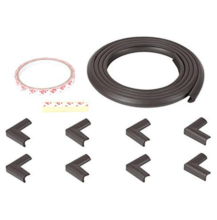 Safe-O-Kid Unique High Density L-Shaped 2mtr Long Mini 2 Edge Guard with 8 Corner Cushions Brown