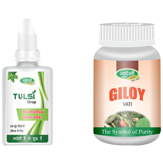 Swadeshi Immunity Care Combo Pack of Giloy Vati 60 & Tulsi Drop 15ml