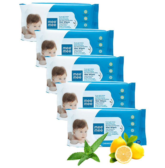 Mee Mee Caring Baby Wet Wipes with Lemon Fragrance (72 Each)