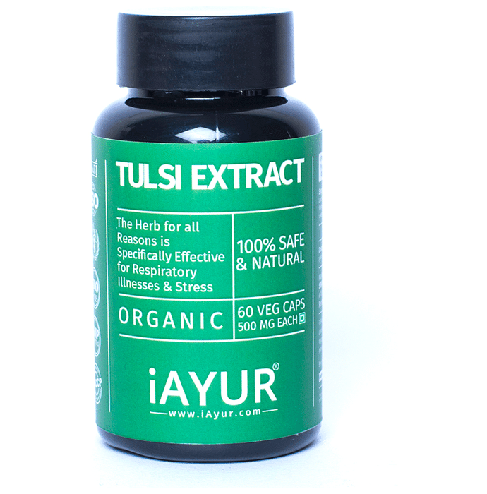 iAYUR Organic Tulsi Extract 500mg Veg Capsule