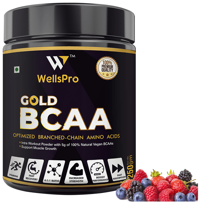WellsPro Gold BCAA Powder (250gm Each) Mixed Berries