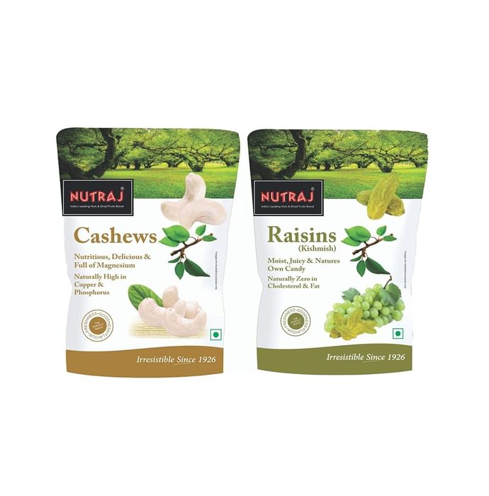 Combo Pack of Nutraj W320 Cashews 250gm & Nutraj Raisins 250gm