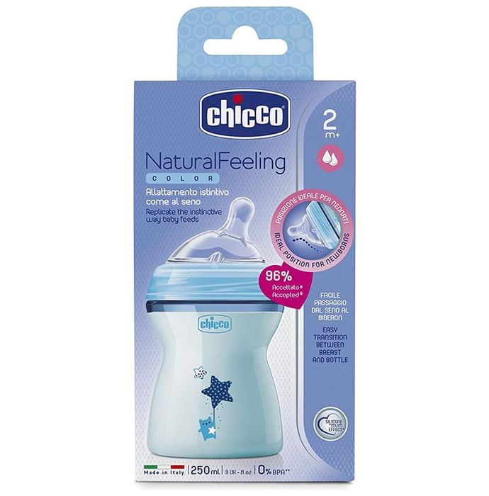 Chicco Natural Feeling 2M+ Feeding Bottle Blue