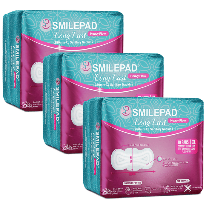 Smilepad Long Last Sanitary Napkins (10 Each) Heavy Flow XL