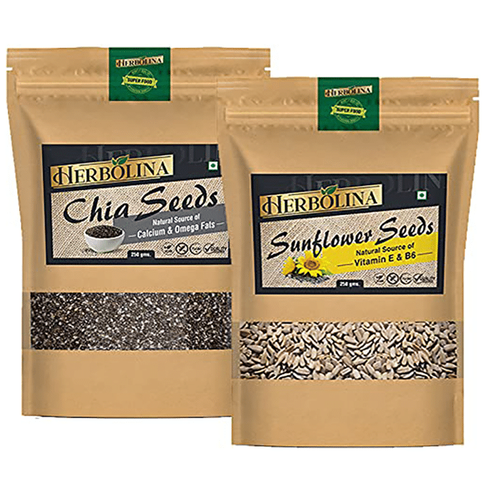 Herbolina Combo Pack of Chia & Sunflower Seed (250gm Each)