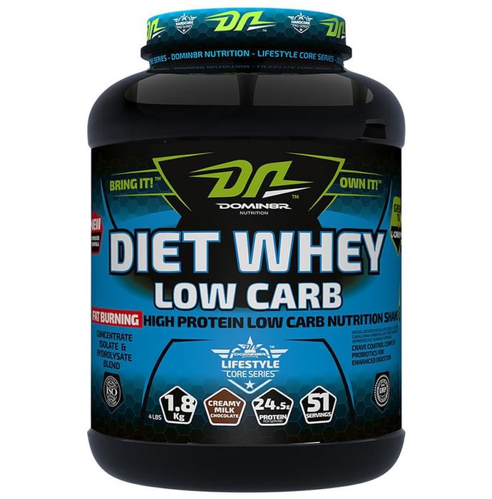 DOMIN8R Diet Whey Protein Low Carb Powder Creamy Milk Chocolate