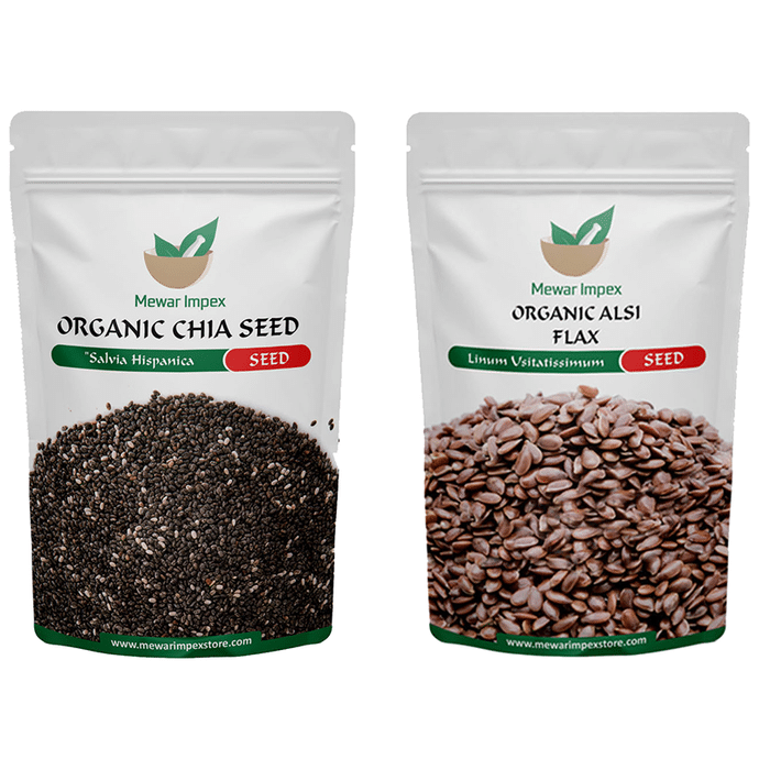 Mewar Impex Combo Pack of Organic Chia Seed & Organic Alsi Flax Seed (100gm Each)