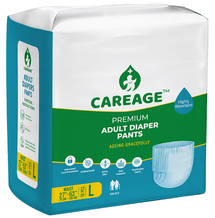 Careage Premium Adult Diaper Pants (10 Each) Large