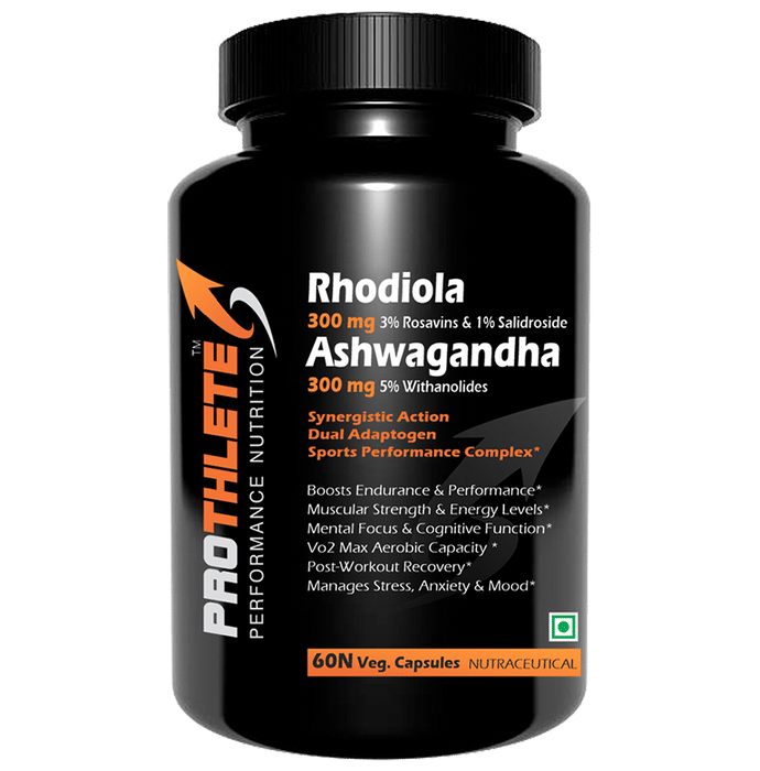 Prothlete Rhodiola 300mg 3% Rosavins & 1% Salidroside Ashwagandha 300mg 5% Withanolides Veg Capsule