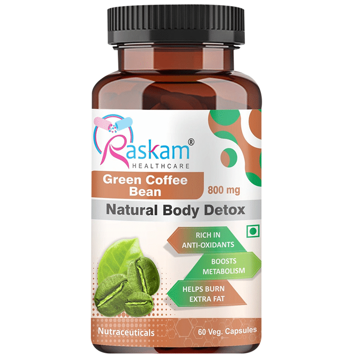 Raskam Healthcare Green Coffee Bean 800mg Veg Capsule