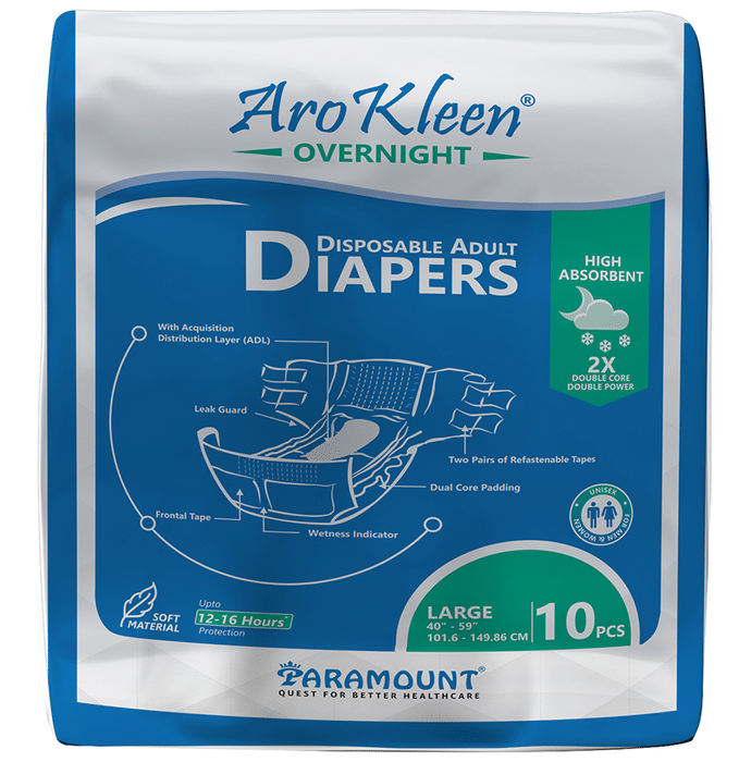 Arokleen Overnight Disposable Adult Diaper (10 Each) Large
